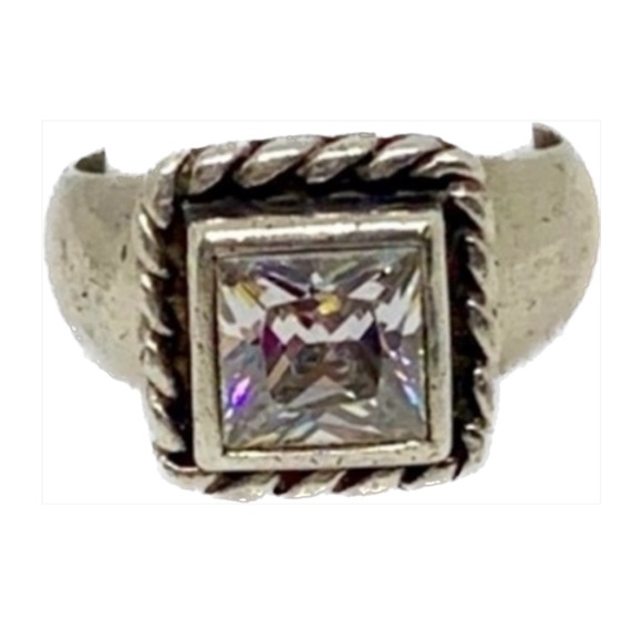 NEW Silpada Vintage .925 Sterling Silver Square Top Grade CZ Braided Edge - Picture 7 of 11